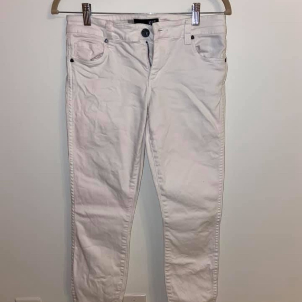 KUT white skinny jean with frayed hem